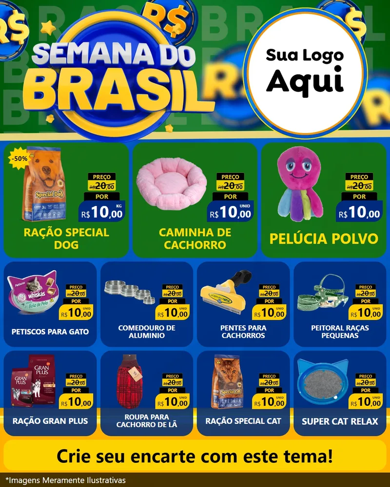 Modelo de Rede Social para Feed Instagram com o tema Semana Do Brasil para Pet Shop