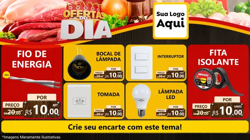 Modelo de TV para TV Horizontal com o tema Ofertas do Dia para Materiais Elétricos