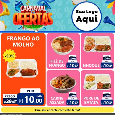 Modelo de Rede Social para Feed Facebook com o tema Carnaval de Ofertas para Restaurante