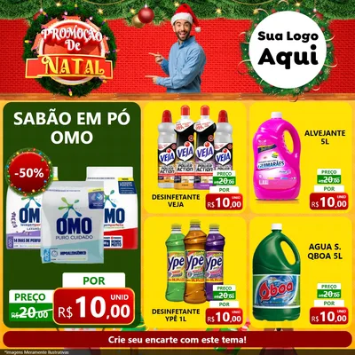 Modelo de Rede Social para Feed Facebook com o tema Promoção de Natal para Produtos de Limpeza