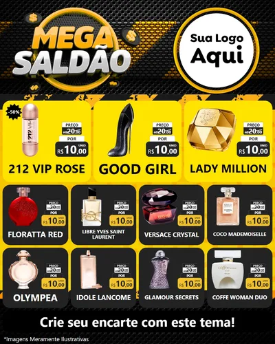 Modelo de Rede Social para Feed Instagram com o tema Mega Saldão para Perfumes