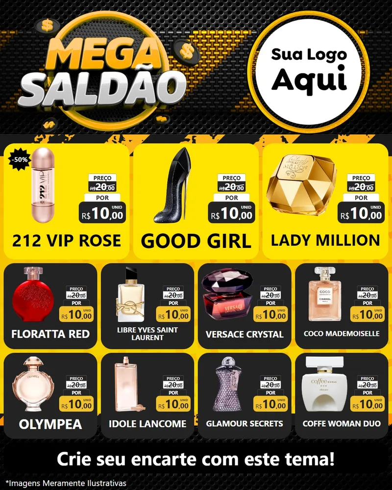 Modelo de Rede Social para Feed Instagram com o tema Mega Saldão para Perfumes