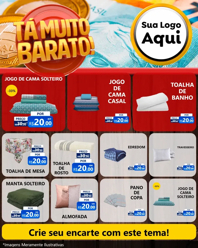Modelo de Rede Social para Feed Instagram com o tema Está Muito Barato para Cama, Mesa e Banho