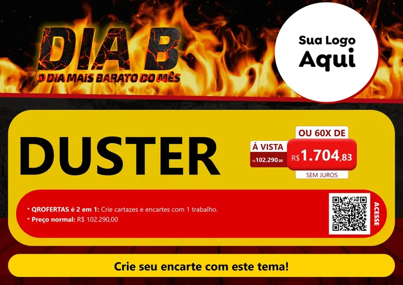 Modelo de Cartaz para Cartaz A4 Horizontal com o tema Dia B para Concessionaria de Carros