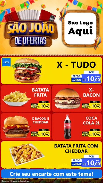 Modelo de TV para TV Vertical com o tema São João de Ofertas para Hamburgueria