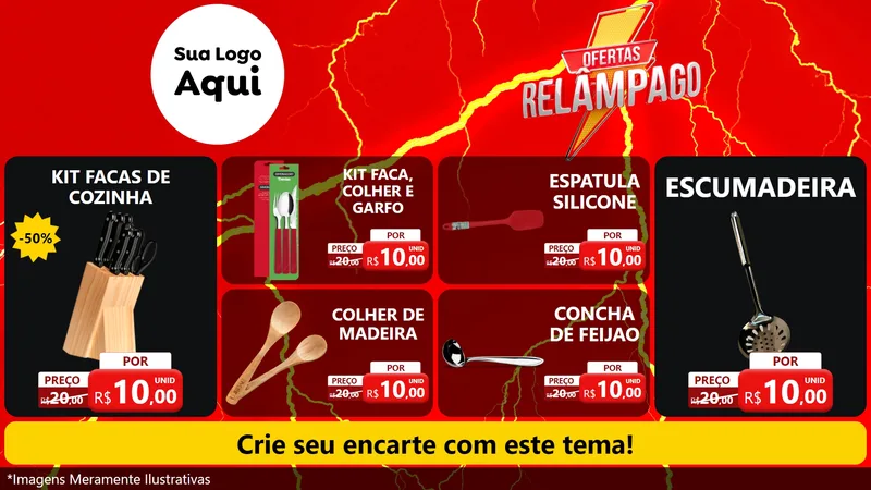 Modelo de TV para TV Horizontal com o tema Ofertas Relâmpago para Utilidades Domésticas