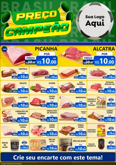 Modelo de Encarte para Encarte A4 Vertical com o tema Preço Campeão - Copa para Açougue