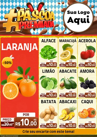 Modelo de Encarte para Encarte A4 Vertical com o tema Páscoa Premiada para Hortifrúti