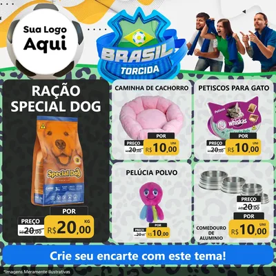 Modelo de Rede Social para Feed Facebook com o tema Brasil Torcida - Copa para Pet Shop