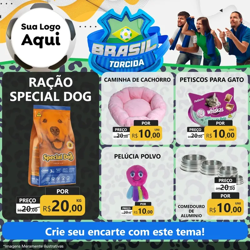 Modelo de Rede Social para Feed Facebook com o tema Brasil Torcida - Copa para Pet Shop