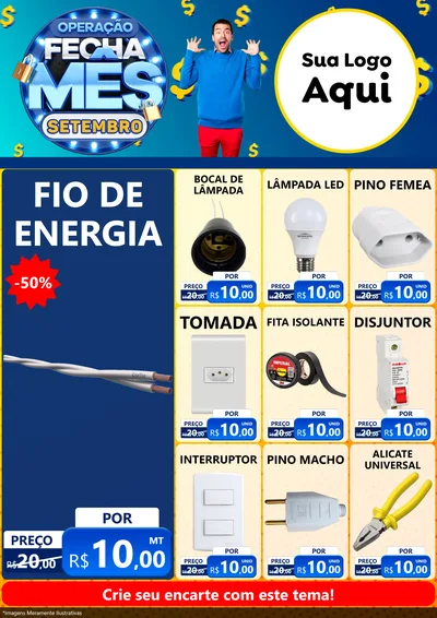 Modelo de Encarte para Encarte A4 Vertical com o tema Operação Fecha Mês Setembro para Materiais Elétricos