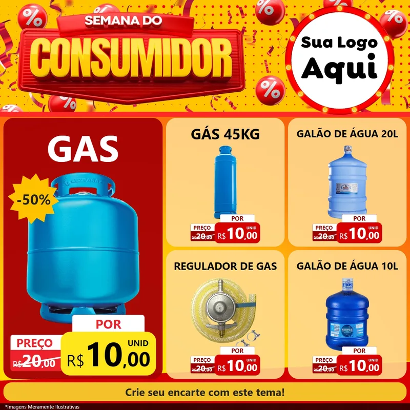 Modelo de Rede Social para Feed Facebook com o tema Semana do Consumidor para Água e gás