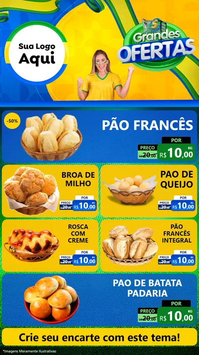Modelo de TV para TV Vertical com o tema Grandes Ofertas para Padaria