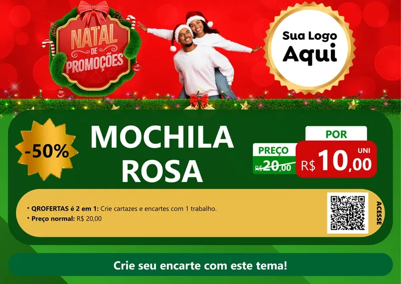 Modelo de Cartaz para Cartaz A4 Horizontal com o tema Natal de Promoções para Papelaria