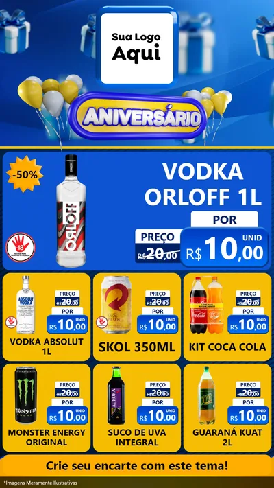 Modelo de Rede Social para Stories com o tema Aniversário para Distribuidora de bebidas