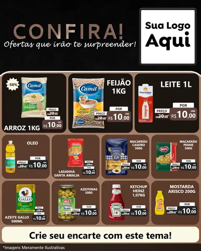 Modelo de Rede Social para Feed Instagram com o tema Confira! Ofertas que irão te surpreender! para Supermercado