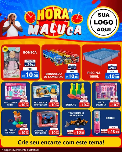 Modelo de Rede Social para Feed Instagram com o tema Hora Maluca para Brinquedos