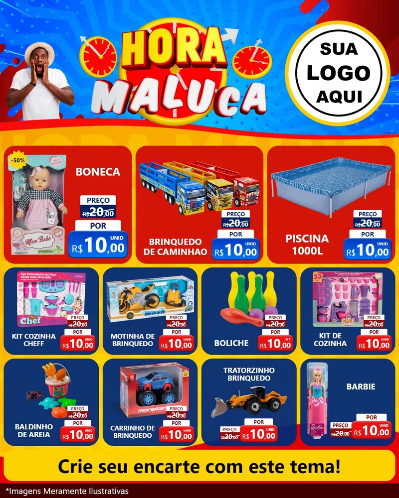 Modelo de Rede Social para Feed Instagram com o tema Hora Maluca para Brinquedos