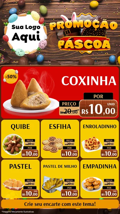 Modelo de Rede Social para Stories com o tema Promoção Páscoa para Salgadaria