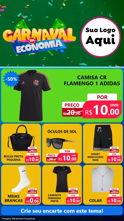 Modelo de Rede Social para Stories com o tema Carnaval da Economia para Roupas e acessórios