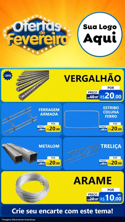 Modelo de TV para TV Vertical com o tema Ofertas de Fevereiro para Ferragens