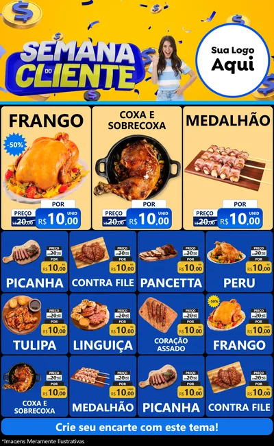 Modelo de Encarte para Encarte Grande com o tema Semana do Cliente para Assados