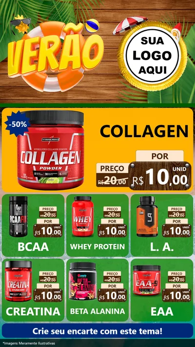 Modelo de Rede Social para Stories com o tema Verão para Suplementos alimentares
