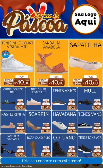 Modelo de Encarte para Encarte Grande com o tema Ofertas de Páscoa para Calçados