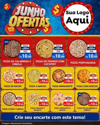 Modelo de Rede Social para Feed Instagram com o tema Junho de Ofertas para Pizzaria