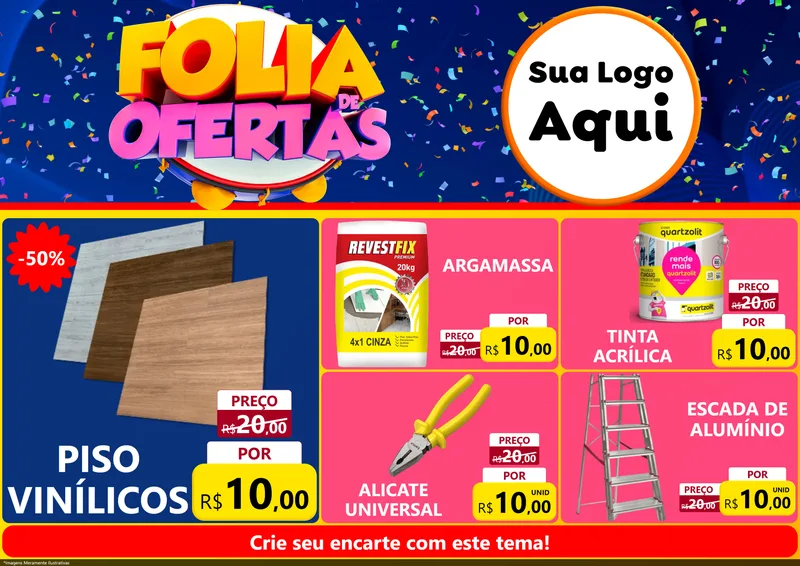 Modelo de Encarte para Encarte A4 Horizontal com o tema Folia de Ofertas para Material para Construção