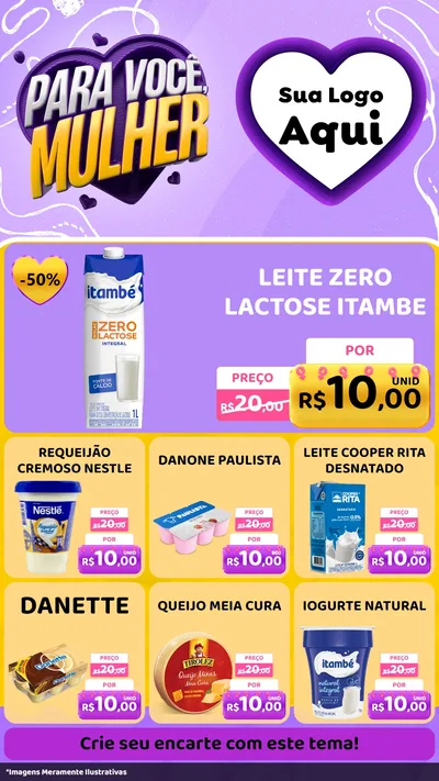 Modelo de Rede Social para Stories com o tema Para Você, Mulher para Frios e Laticínios