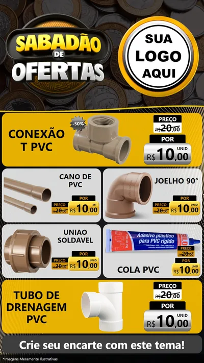 Modelo de TV para TV Vertical com o tema Sabadão de Ofertas para Tubos e conexões