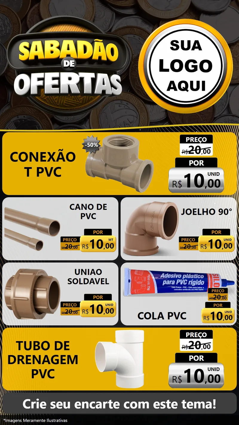 Modelo de TV para TV Vertical com o tema Sabadão de Ofertas para Tubos e conexões