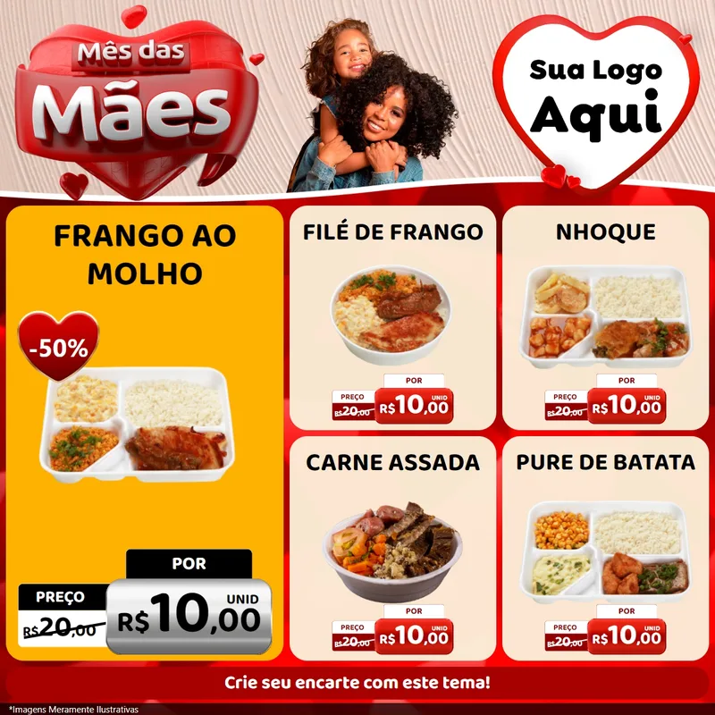 Modelo de Rede Social para Feed Facebook com o tema Mês das Mães para Restaurante