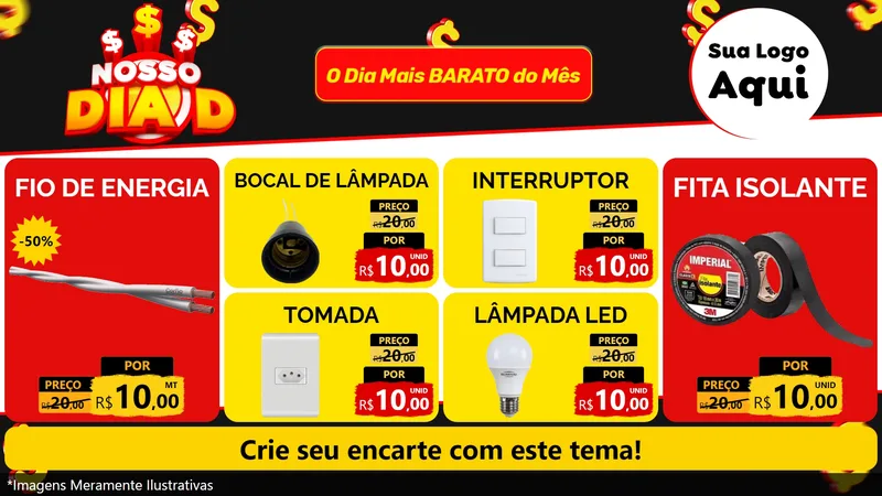 Modelo de TV para TV Horizontal com o tema Nosso Dia D para Materiais Elétricos