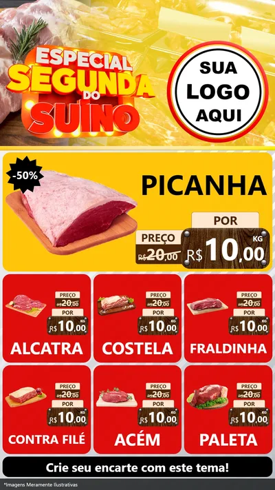 Modelo de Rede Social para Stories com o tema Especial Segunda do Suíno para Açougue