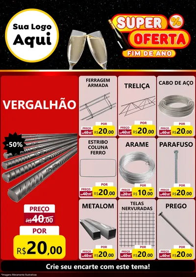 Modelo de Encarte para Encarte A4 Vertical com o tema Super Oferta Fim de Ano para Ferragens