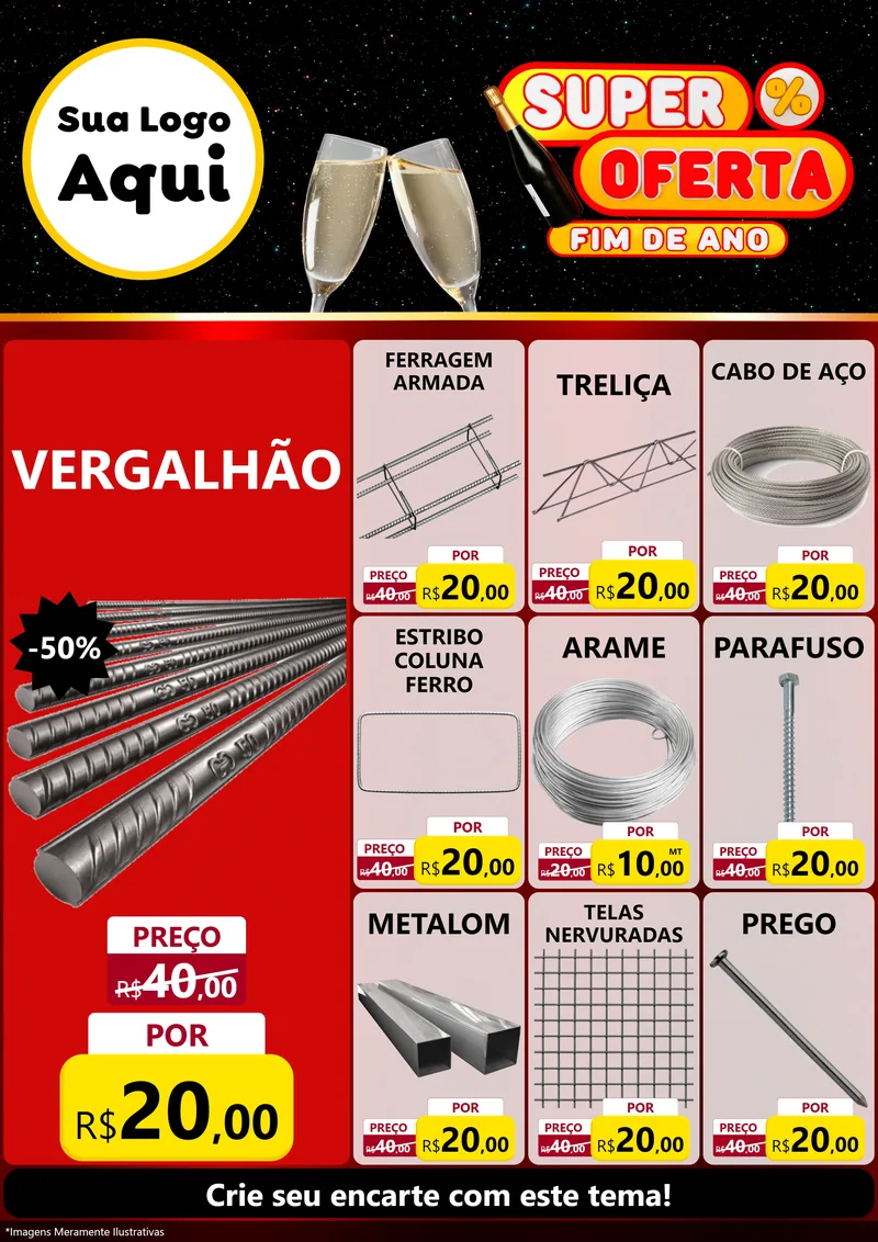 Modelo de Encarte para Encarte A4 Vertical com o tema Super Oferta Fim de Ano para Ferragens