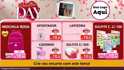 Modelo de TV para TV Horizontal com o tema Valentine's Day para Papelaria