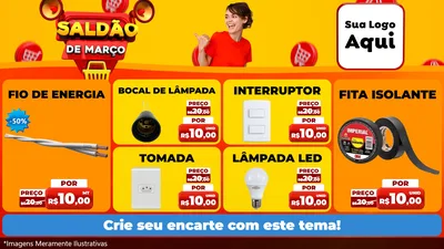Modelo de TV para TV Horizontal com o tema Saldão de Março para Materiais Elétricos