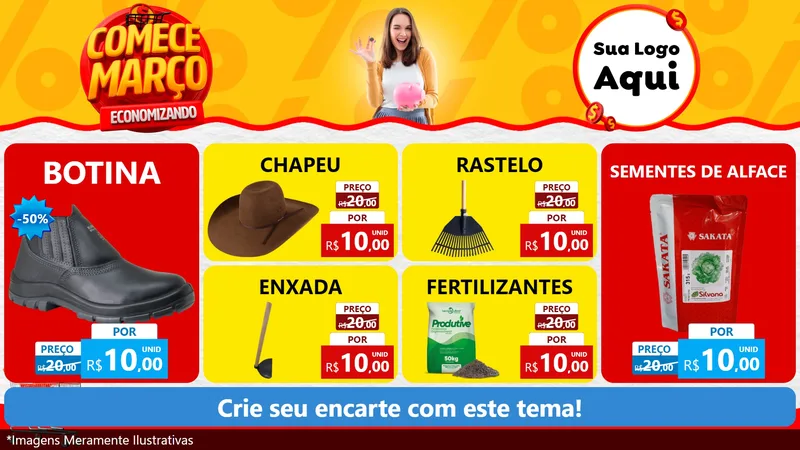 Modelo de TV para TV Horizontal com o tema Comece Março Economizando para Agropecuária