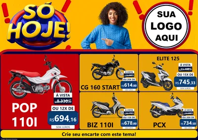 Modelo de Encarte para Encarte A4 Horizontal com o tema Só Hoje! para Concessionaria de Motos