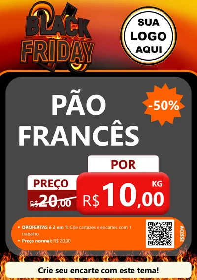 Modelo de Cartaz para Cartaz A4 Vertical com o tema Black Friday para Padaria