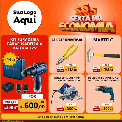 Modelo de Rede Social para Feed Facebook com o tema Sexta da Economia para Maquinas e Ferramentas