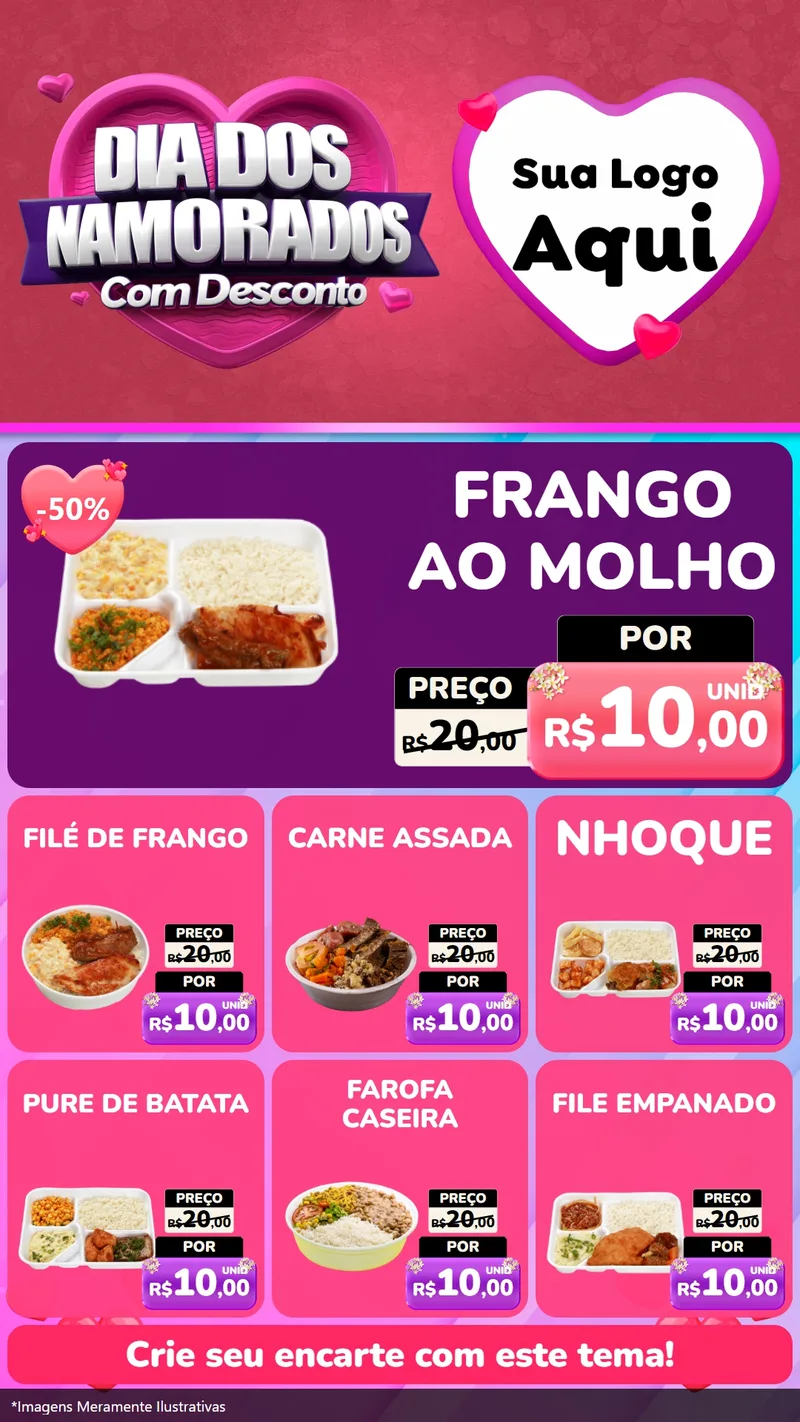 Modelo de Rede Social para Stories com o tema Dia Dos Namorados Com Desconto para Restaurante