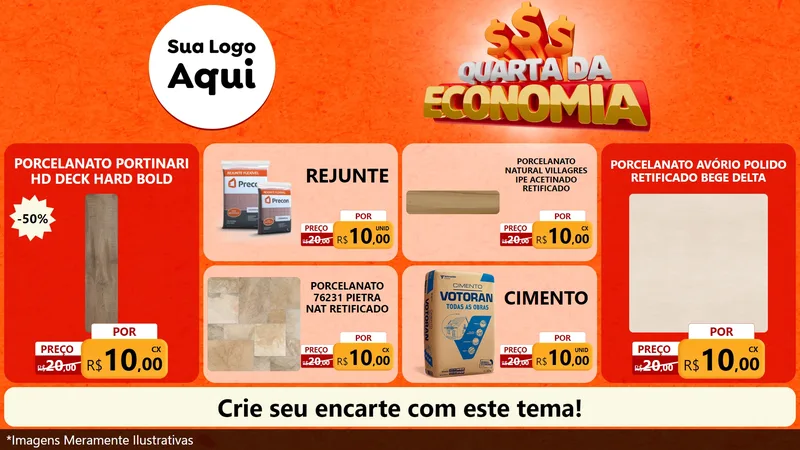 Modelo de TV para TV Horizontal com o tema Quarta da Economia para Pisos e revestimentos