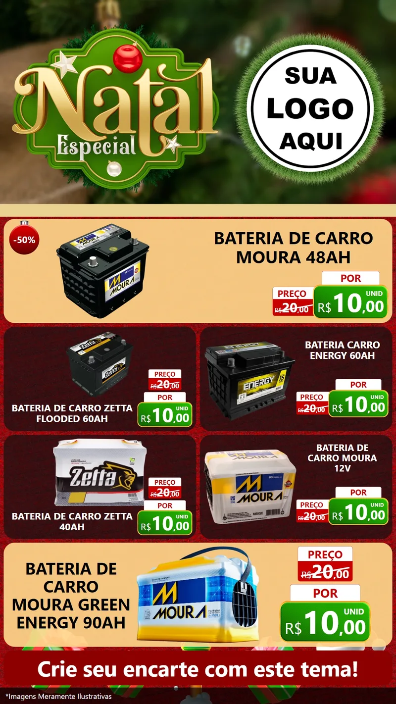 Modelo de TV para TV Vertical com o tema Natal Especial para Baterias Elétricas