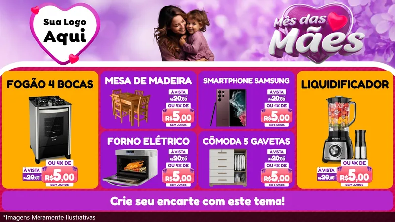 Modelo de TV para TV Horizontal com o tema Mês das Mães para Móveis e Eletro