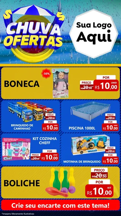 Modelo de TV para TV Vertical com o tema Chuva de Ofertas para Brinquedos