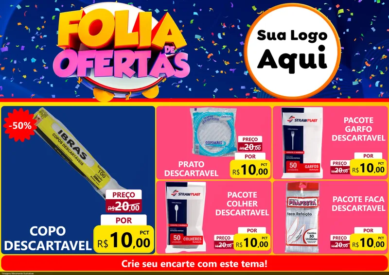 Modelo de Encarte para Encarte A4 Horizontal com o tema Folia de Ofertas para Embalagens